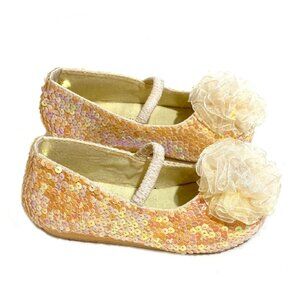 5 8 9 2 3 4 NEW Beige & Ivory Sparkly Sequins Girls Flats Holiday Dance Dress-up